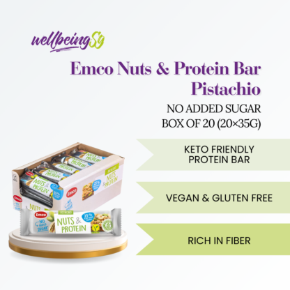 Emco Nuts & Protein Bar Pistachio & Almond Sugar Free 35g Halal (Box of 20)